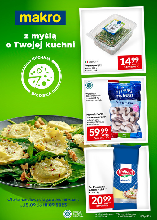 Gazetka Promocyjna MAKRO Oferta dla gastronomii kuchnia włoska