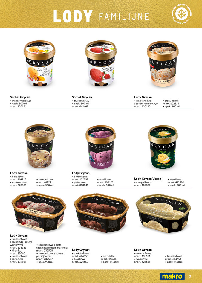 MAKRO PL - Katalog Lody 2025 - GRYCAN Lody vegan mango-kokos 500 ml